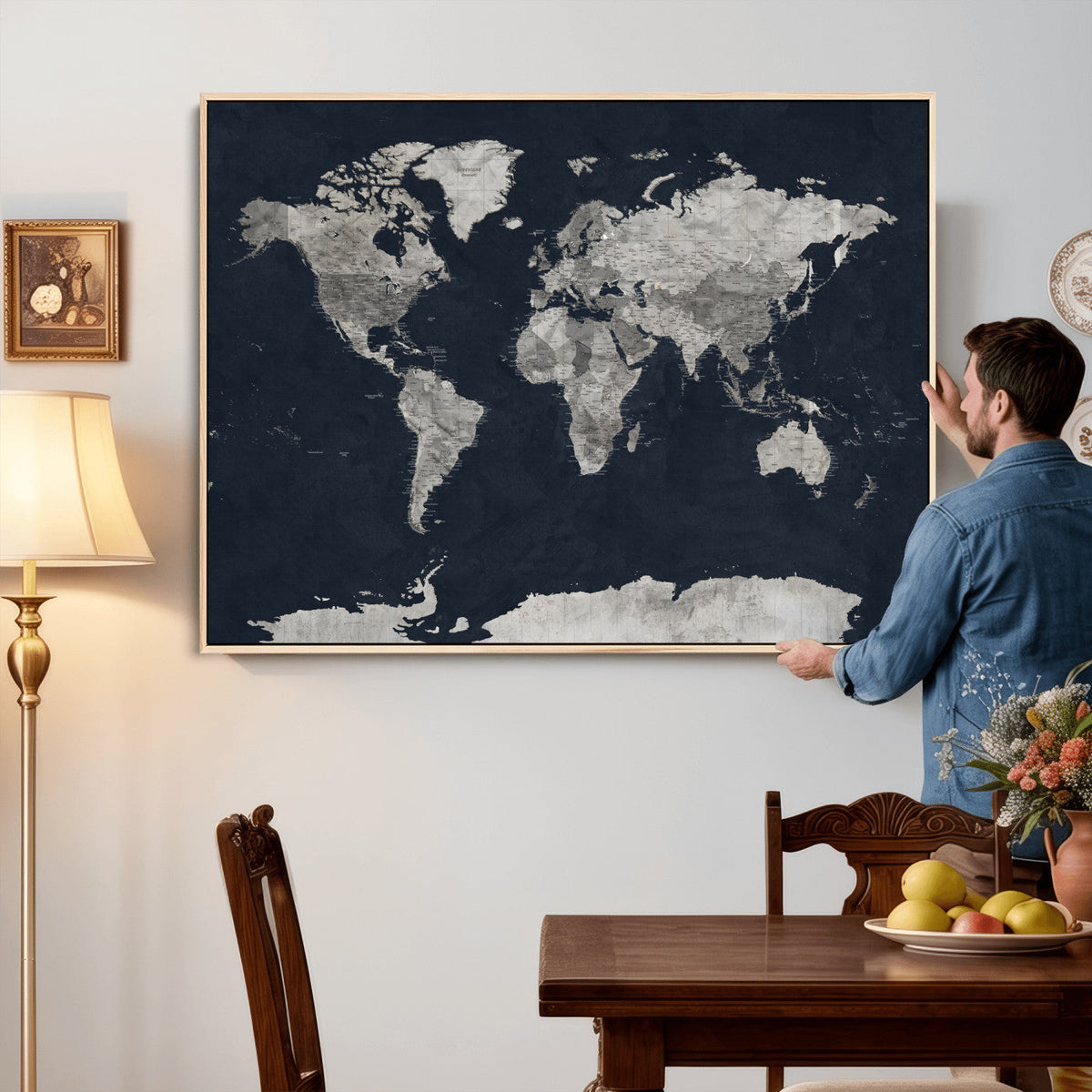 Colorful Watercolor World Map Canvas Print – Vibrant Framed
