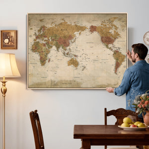 Vintage Detailed World Map Wall Art Canvas Print – Antique