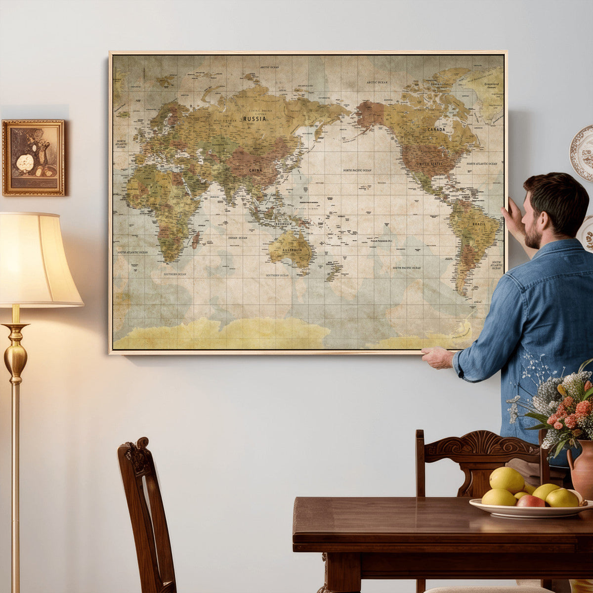 World Map Canvas Print – Detailed Map of the World Wall Art