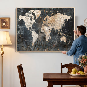 World Map Canvas Print – Detailed Map of the World Wall Art