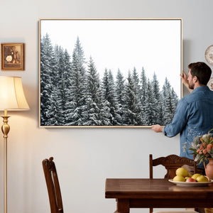 Misty Mountain Forest Canvas Print, Foggy Pine Trees Nature