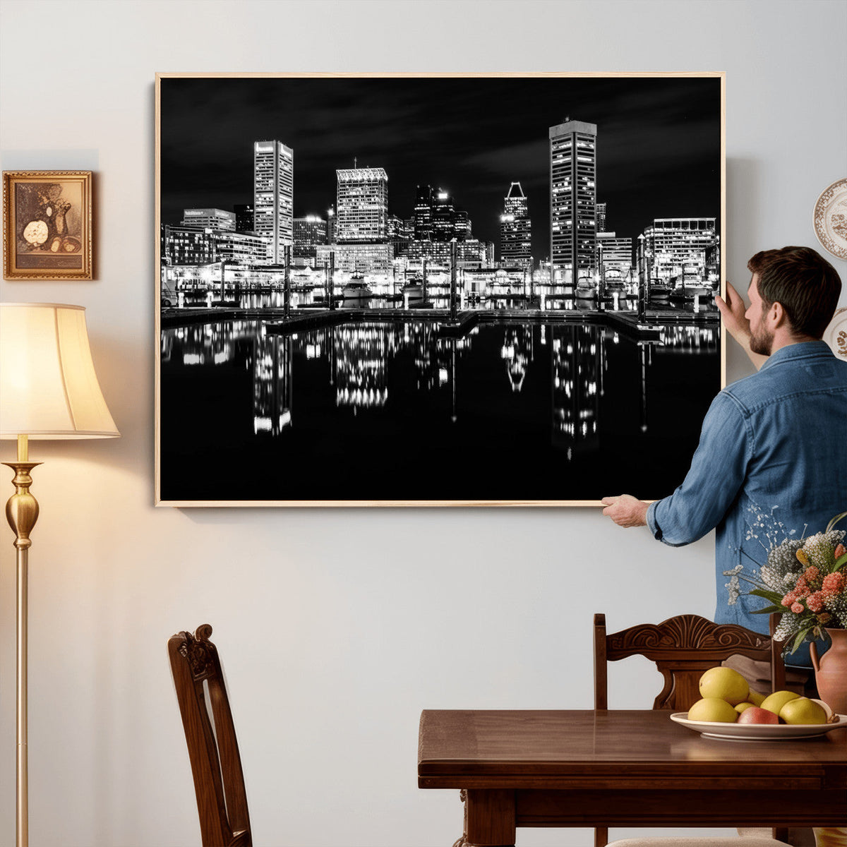 Baltimore Skyline Wall Art Canvas Print, Baltimore Downtown