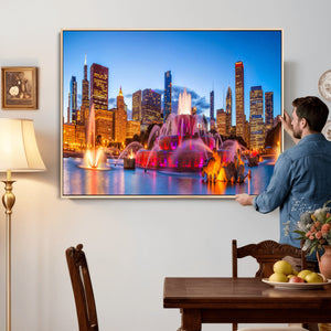 Chicago Wall Art Canvas Print, Chicago City Downtown Night