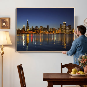 Chicago Wall Art Canvas Print - Chicago City Downtown Night