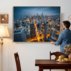 Chicago Wall Art Canvas Print - Chicago City Downtown Night