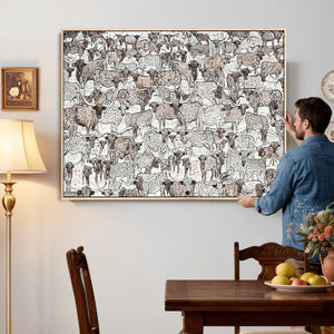 Abstract Texas Cow Wall Art Canvas Print - Farm Longhorn