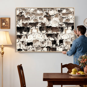 Abstract Texas Longhorn Print - Longhorn Herd Print for