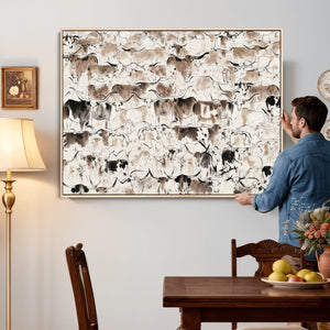 Abstract Texas Cow Canvas Print for Cabin and Western Home