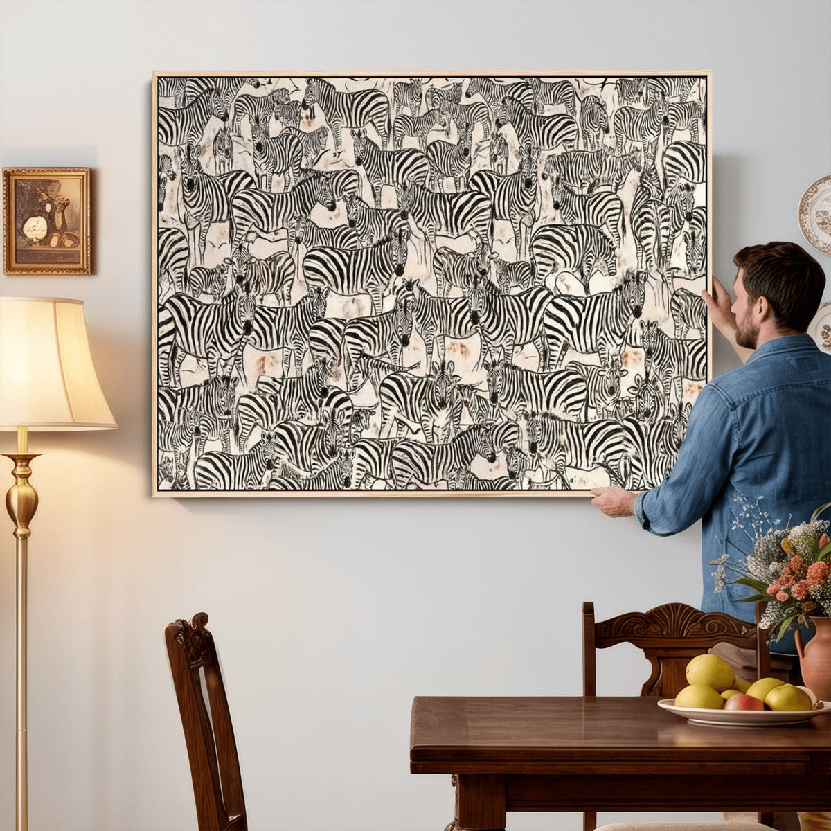 Abstract Zebra Wall Art Canvas Print for Farmhouse Decor