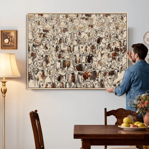 Abstract Longhorn Wall Art Canvas Print - Farm Animal