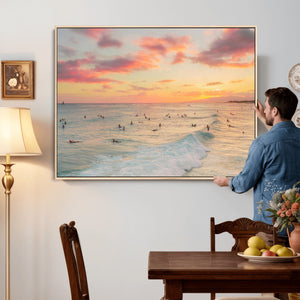 Sunset Beach Wall Art Canvas Print – Soft Coastal