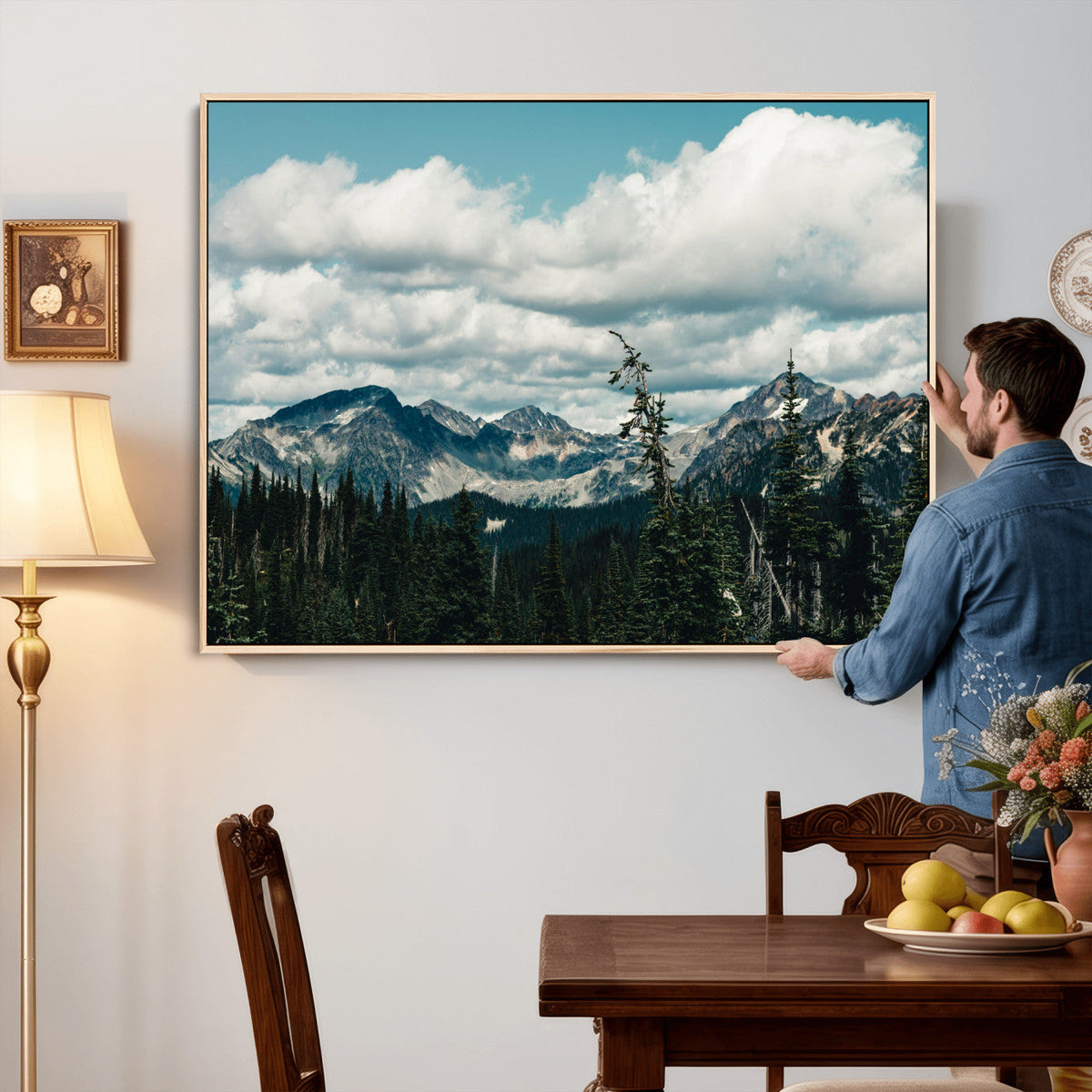Mountain Forest Wall Art Canvas Print, Alpine Pine Tree