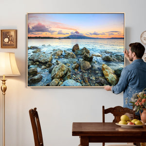 Mayon Volcano Seascape Wall Art Canvas Print, Tropical Ocean