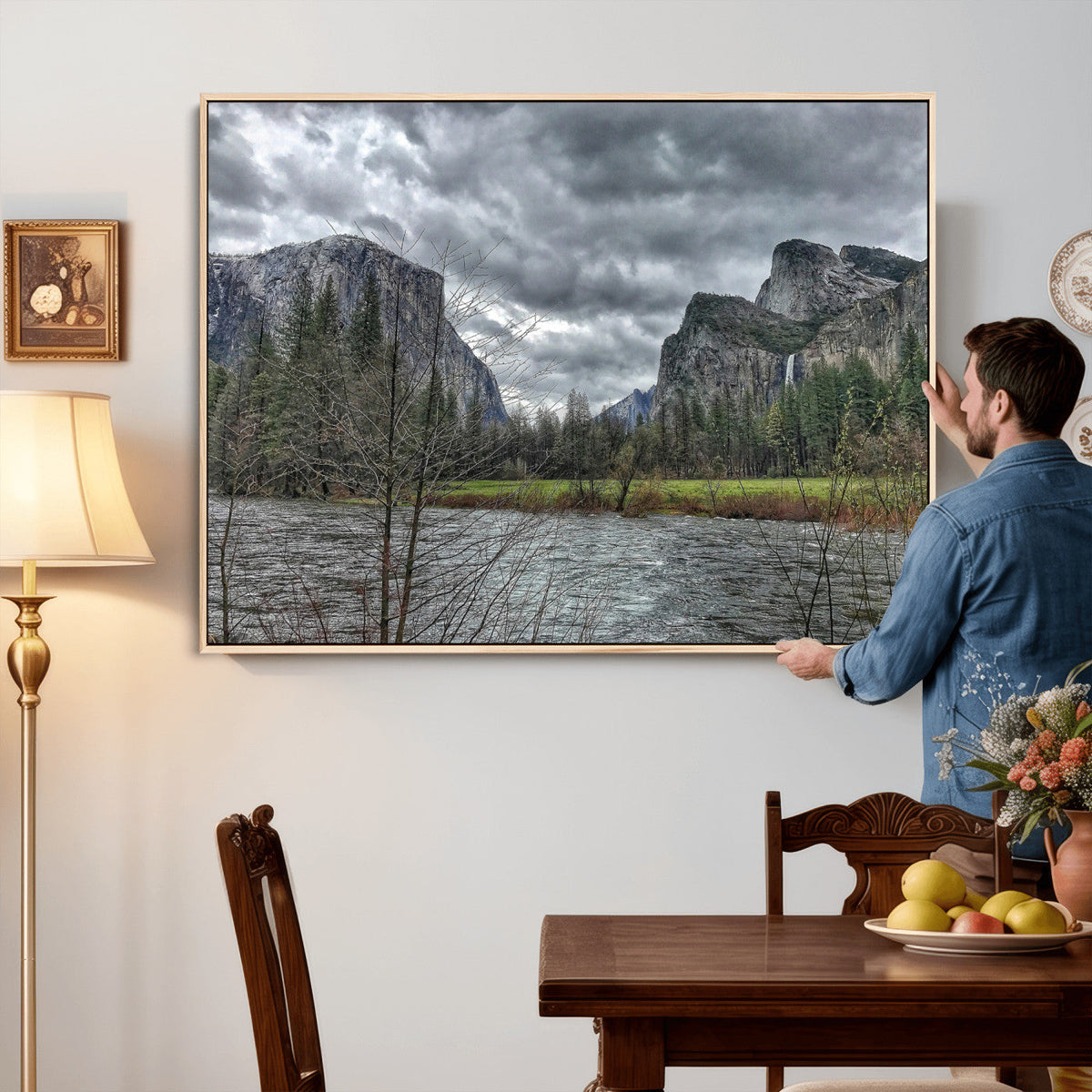 Yosemite Valley River Wall Art Canvas Print, Granite Cliffs