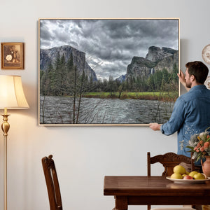 Yosemite Valley River Wall Art Canvas Print, Granite Cliffs
