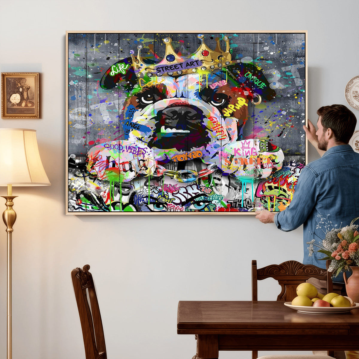 Graffiti Dog Wall Art Decor for Teen Bedroom - Abstract