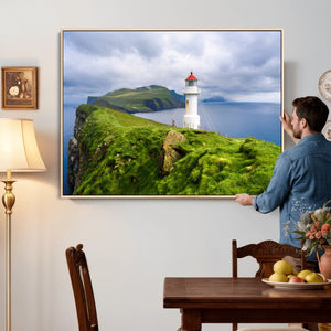 Cliffside Lighthouse Wall Art Canvas Print – Coastal