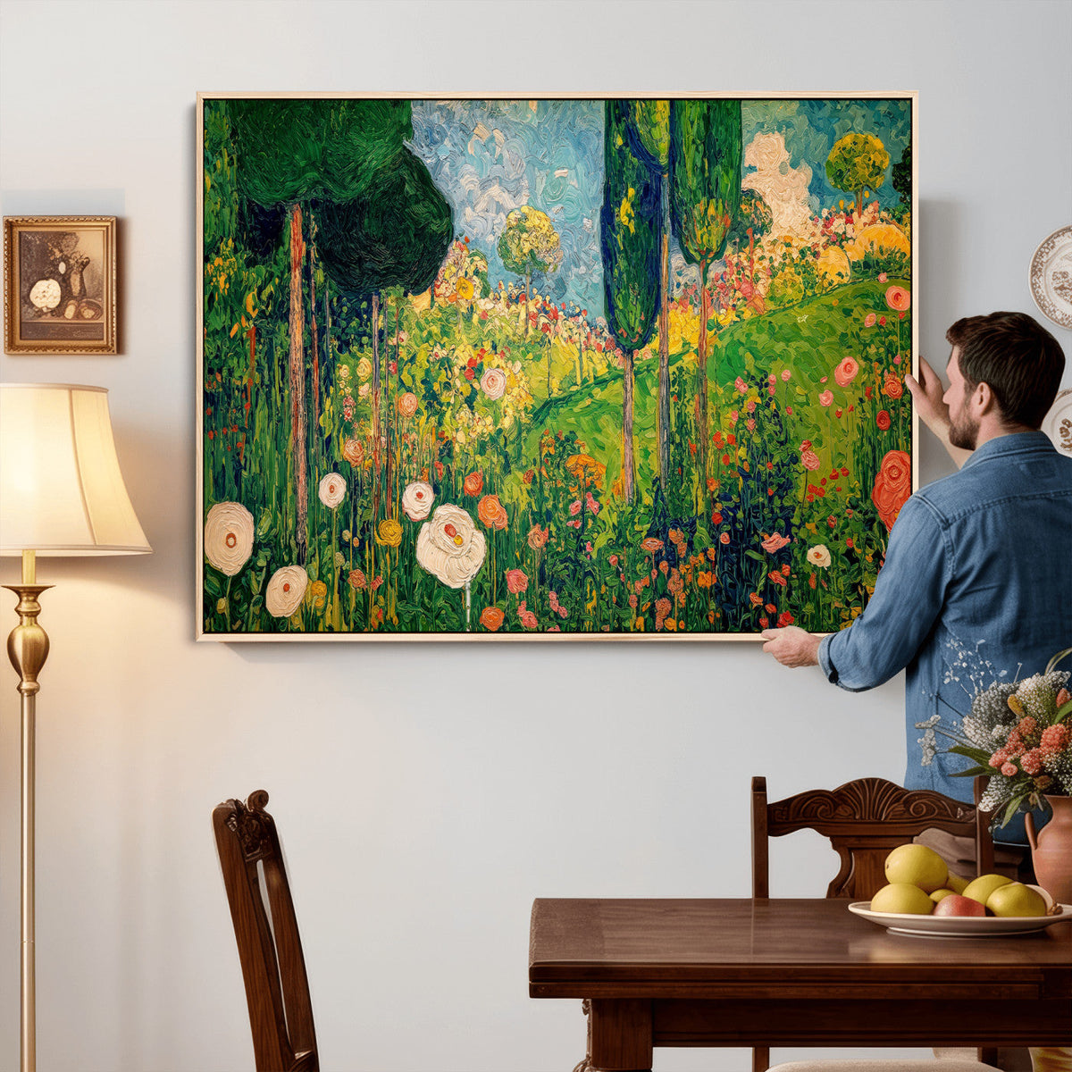 Gustav Klimt Boho Mountain Landscape Large Wall Art,