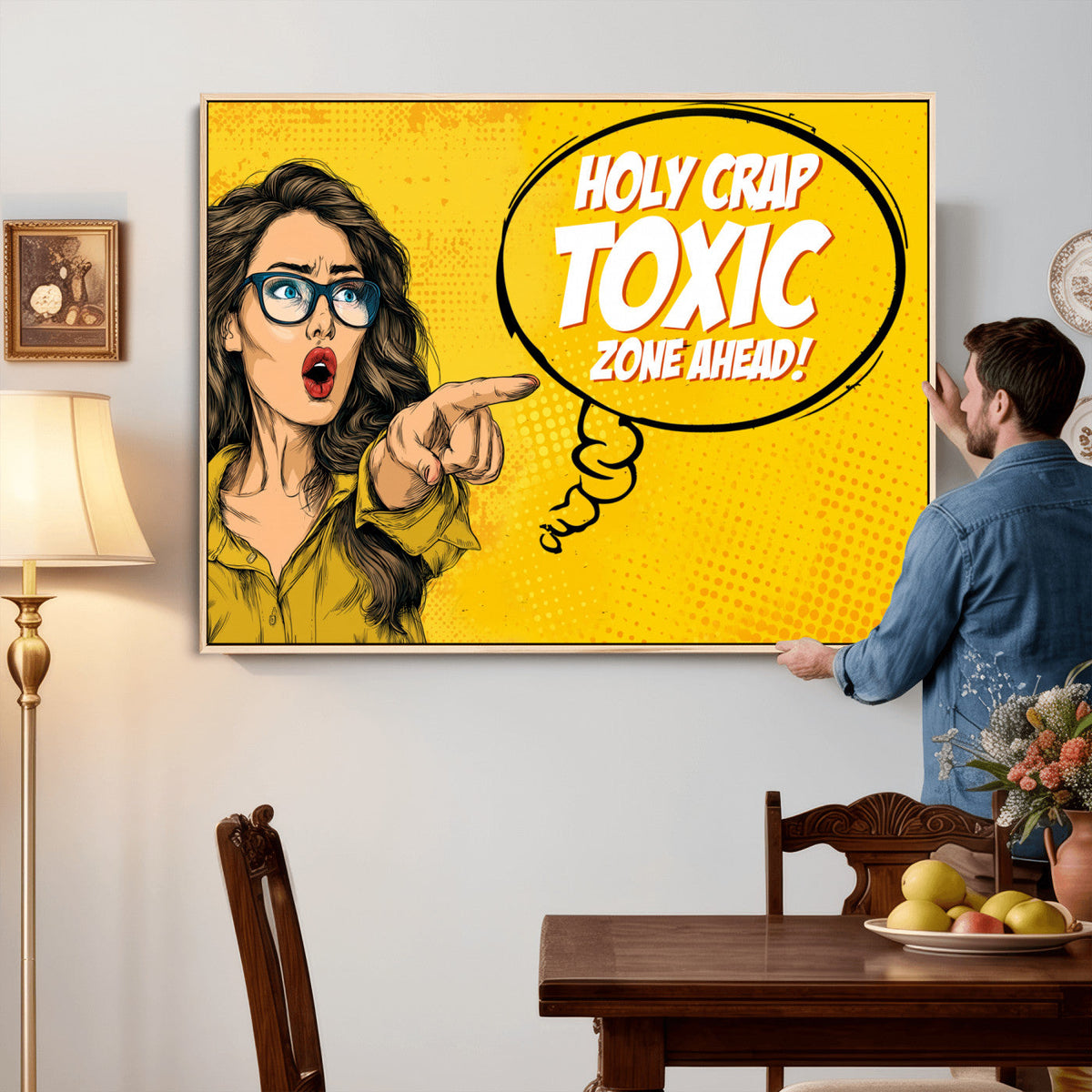 Pop Art Print Bathroom Sign Wall Art Canvas Print — Funny