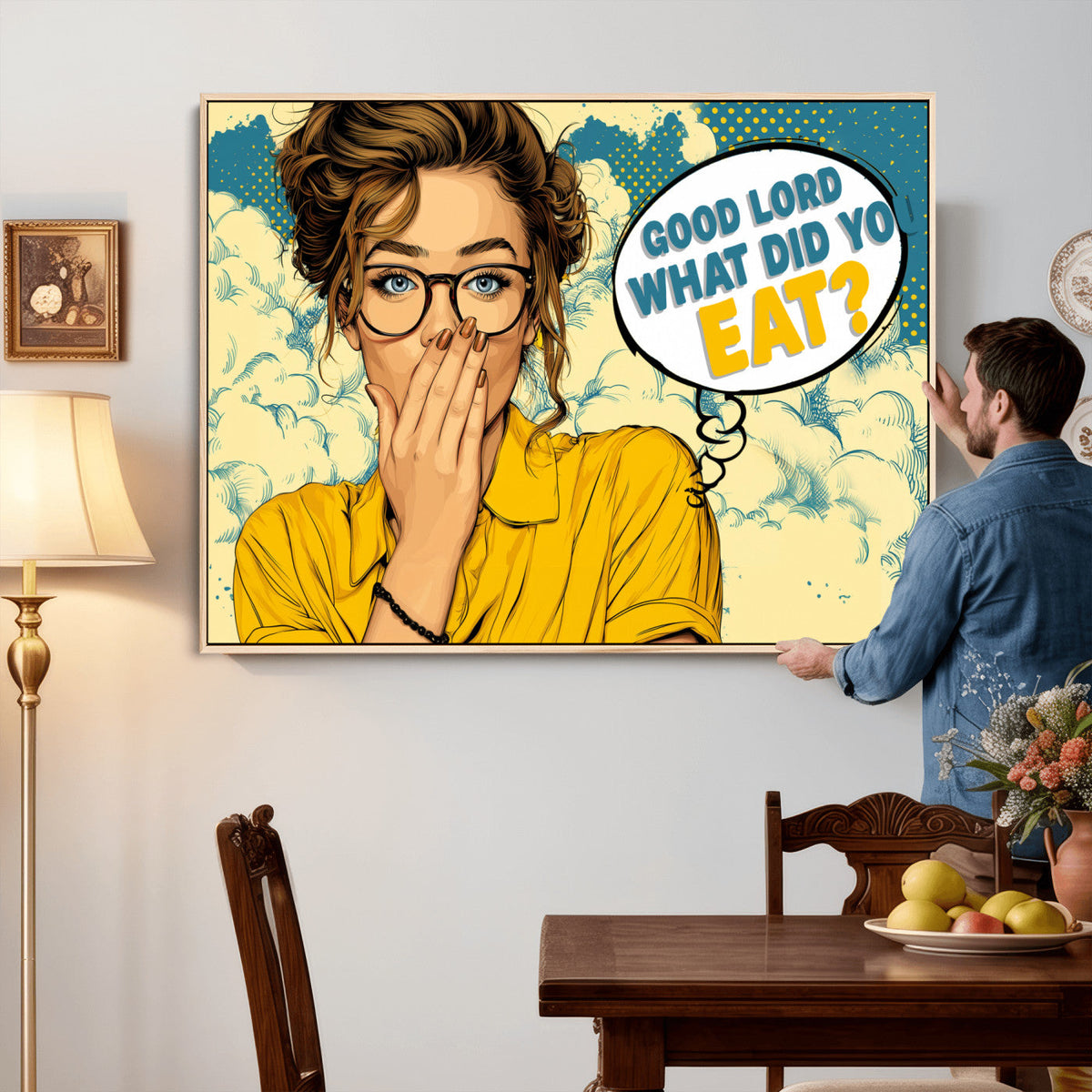 Pop Art Print Bathroom Sign Wall Art Canvas Print — Funny
