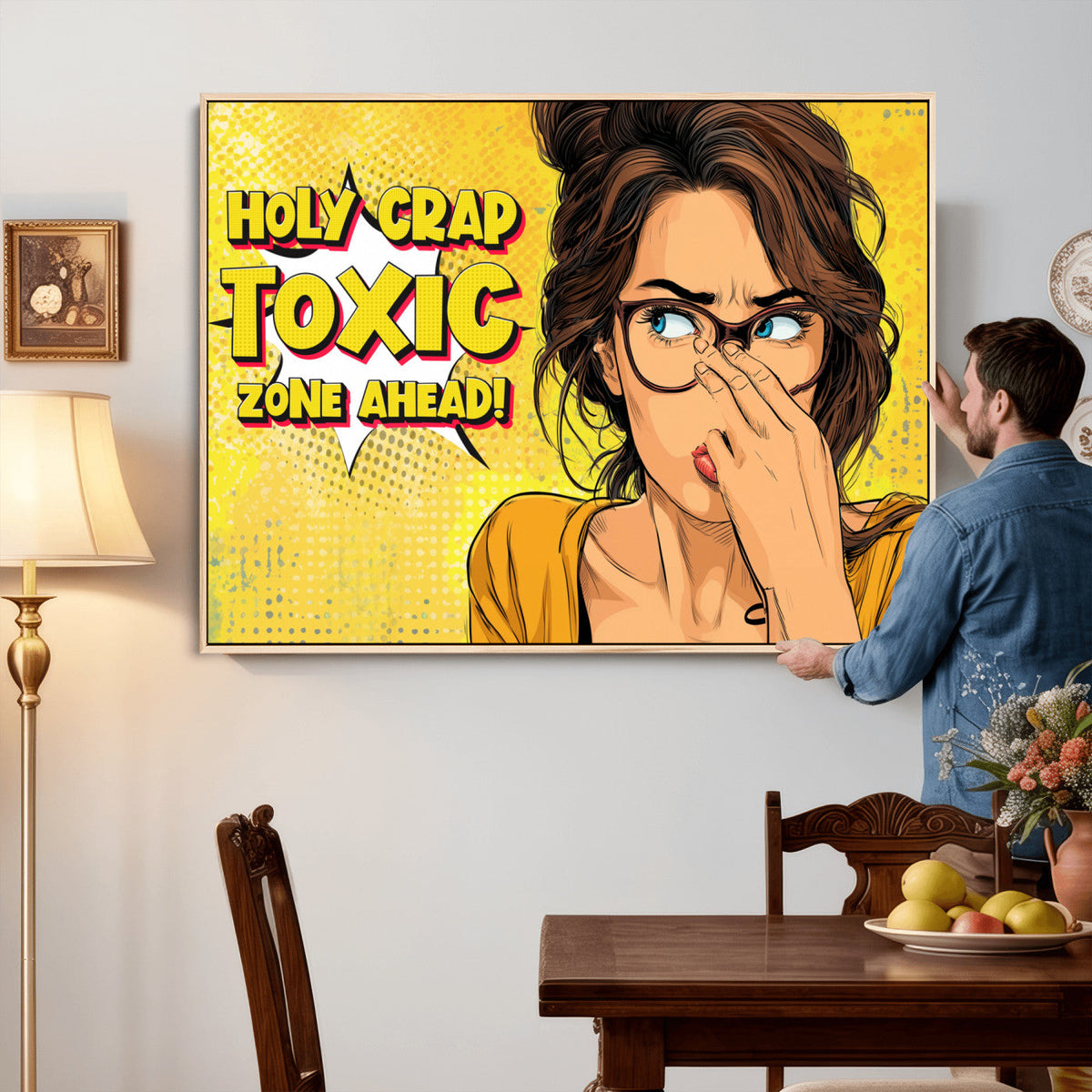 Pop Art Print Bathroom Sign Wall Art Canvas Print — Funny