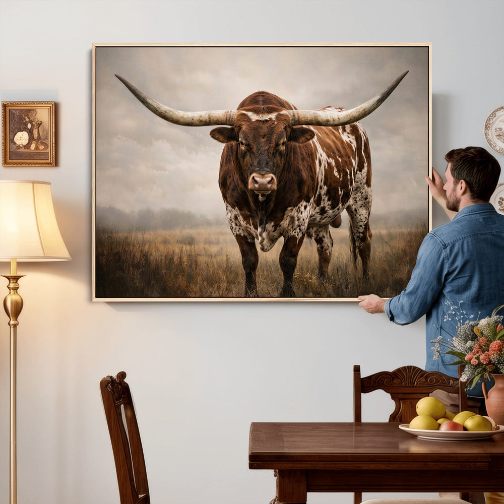 Texas Longhorn Canvas Wall Art Western Bull Desert Moody