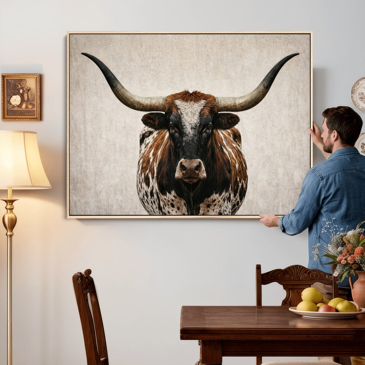 Texas Longhorn Canvas Wall Art Western Bull Desert Moody