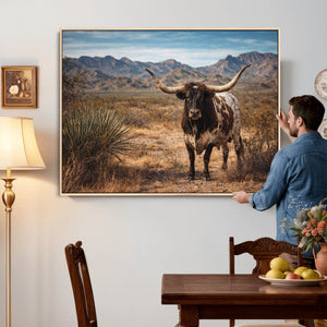 Texas Longhorn Canvas Wall Art Western Bull Desert Moody