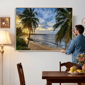 Mar Chiquita Beach Puerto Rico Canvas Wall Art, Manati Caribbean Coastal Photography Print, Tropical Ocean Sunset Decor