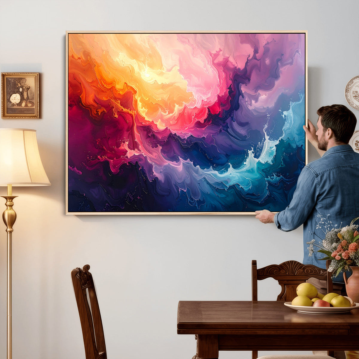 Colorful Abstract Canvas Wall Art Print, Vibrant Popup Color Art Print