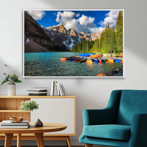 Moraine Lake 3-Panel Wall Art, Majestic Mountain and Lake