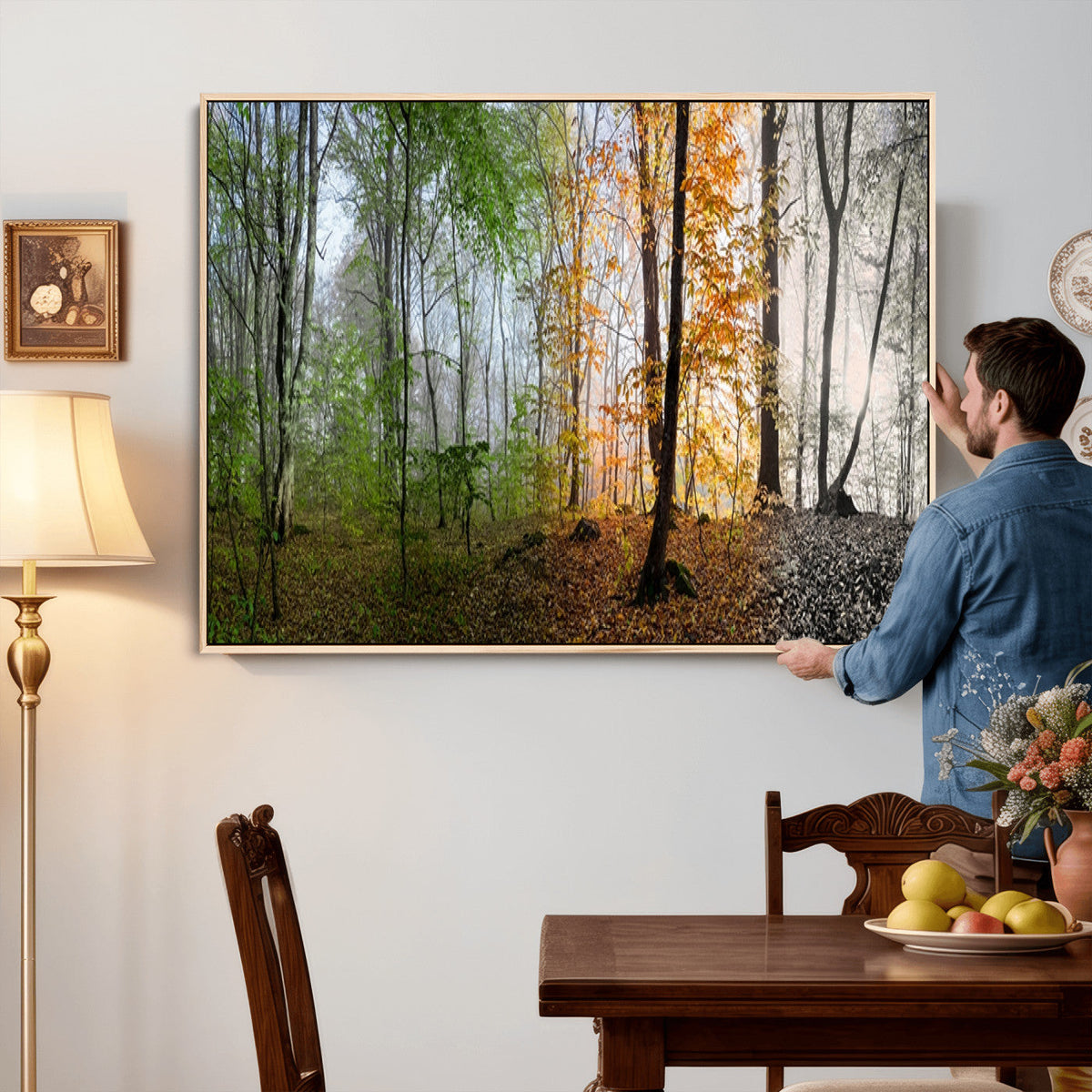 Four Seasons Wall Art Forest Canvas Print – Triptych