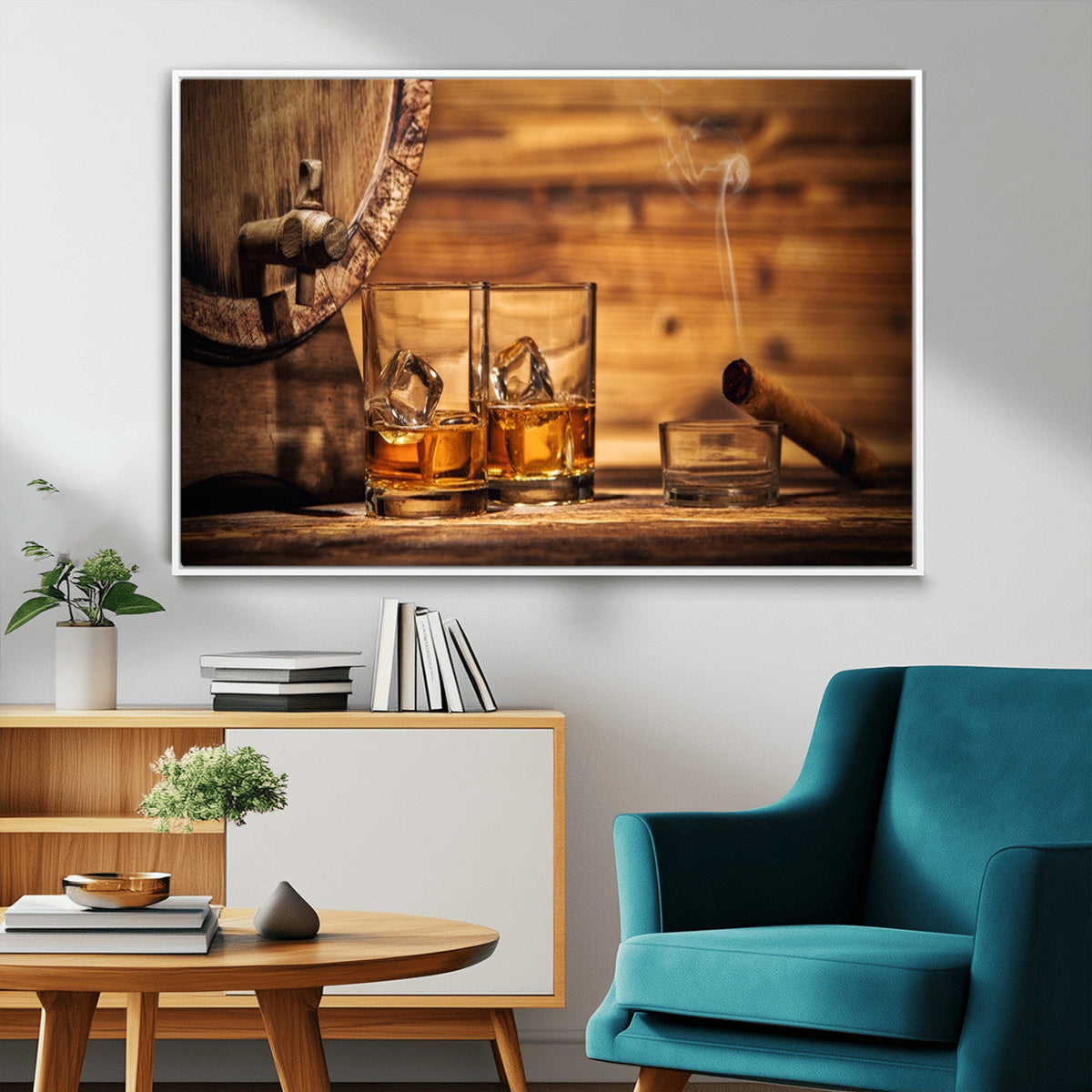 Rustic Whiskey and Barrel Canvas Print