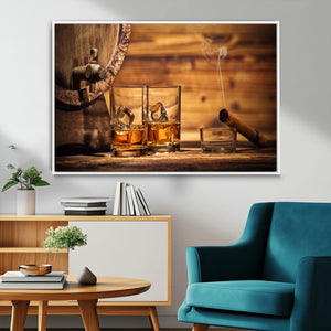 Rustic Whiskey and Barrel Canvas Print