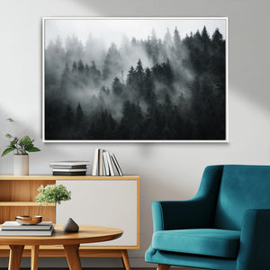 Foggy Forest Wall Art Canvas Print | 3 Panel Large Misty