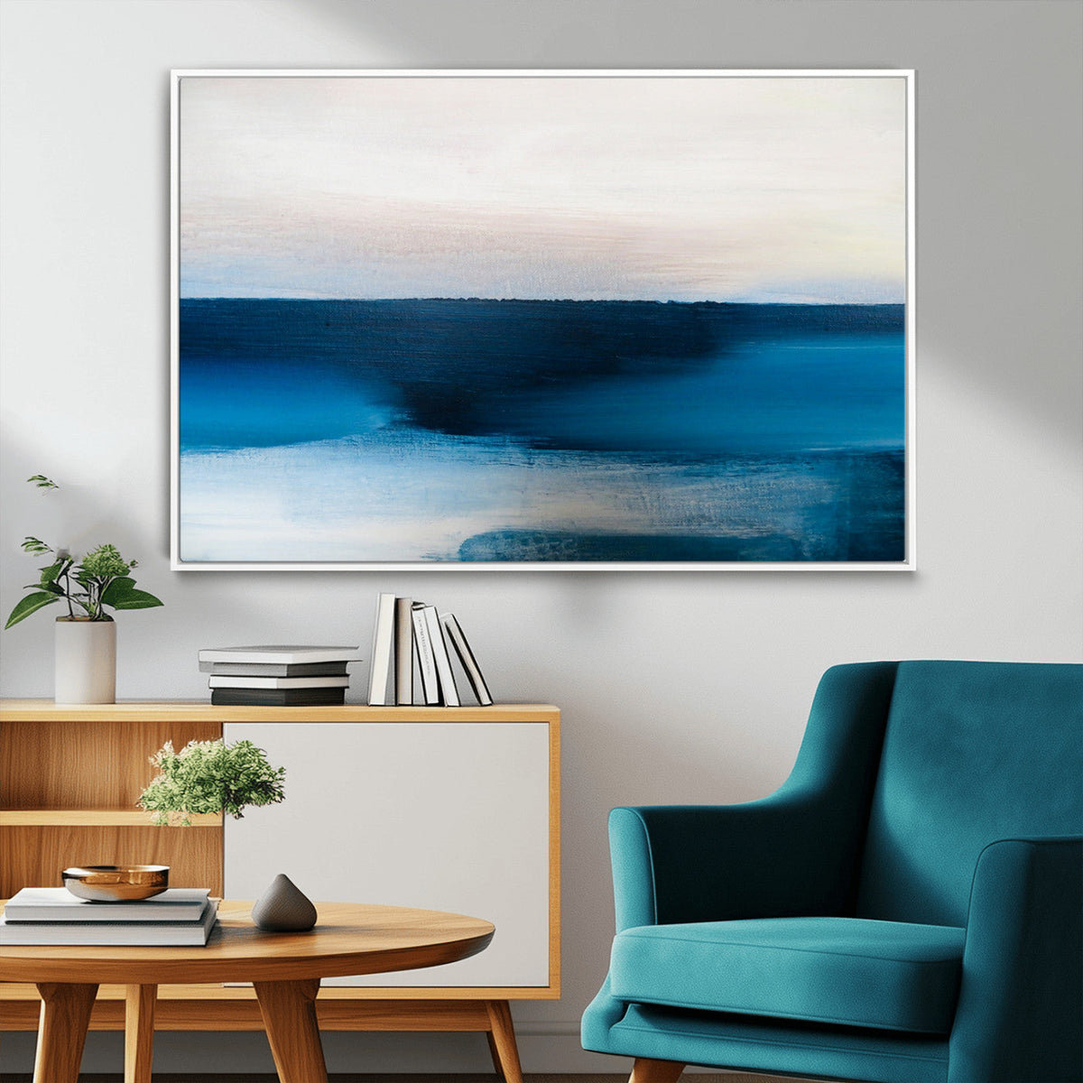 Dark Blue Abstract Wall Art Canvas Print