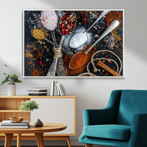 Spices and Seasonings Canvas Wall Art – Colorful Triptych
