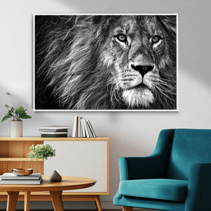 Black and White Lion Canvas Wall Art Print – Wildlife