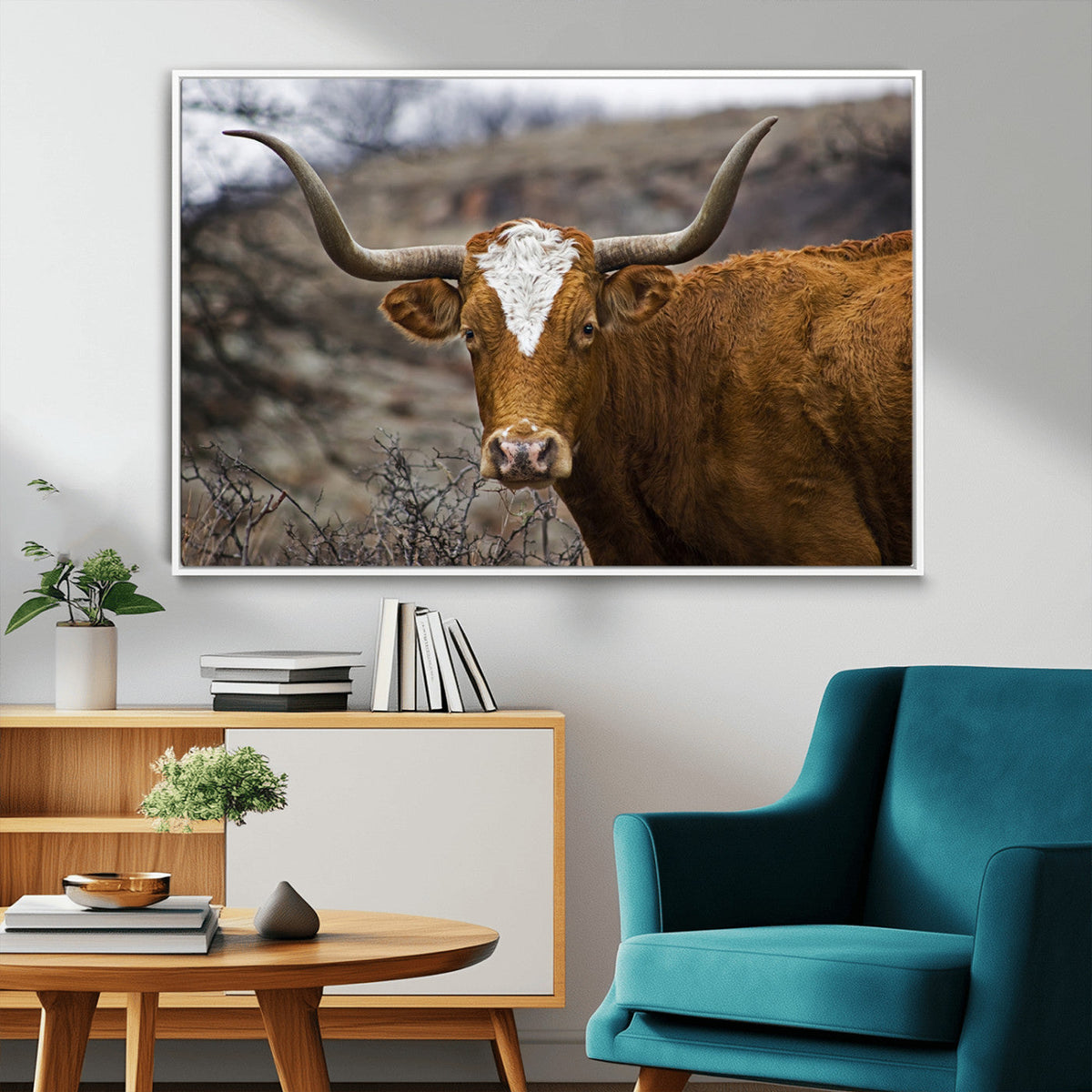 Texas Longhorn Canvas Wall Art - Longhorn Steer Canvas Wall
