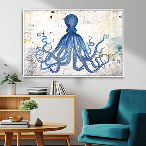 Octopus Canvas Wall Art | Coastal Marine Life Artwork for