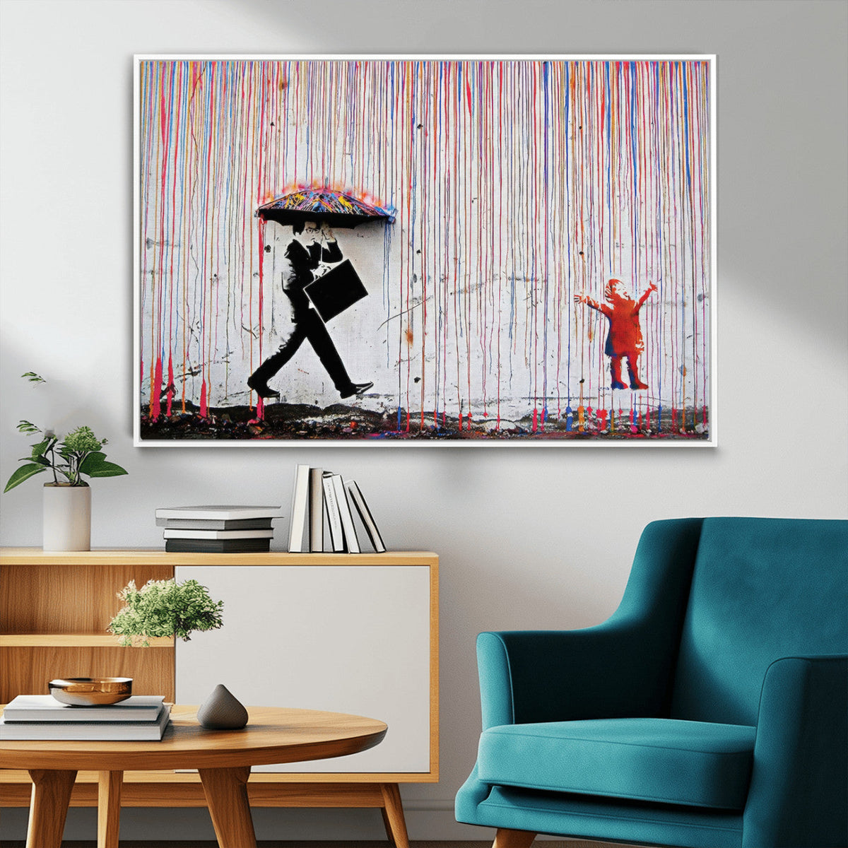Banksy Wall Art Canvas Print, Framed Graffiti Art Picture