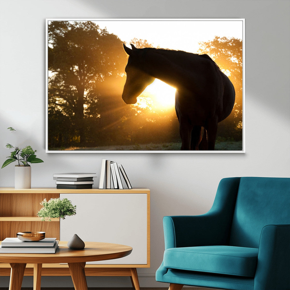 Horse at Sunset Wall Art Animal Canvas Print