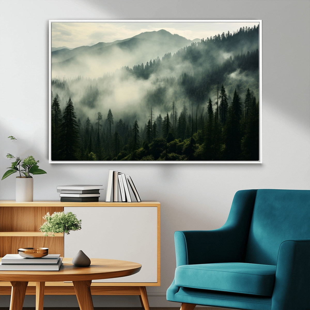 Captivating Misty Forest Wall Art Premium Canvas Print a
