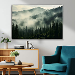 Captivating Misty Forest Wall Art Premium Canvas Print a