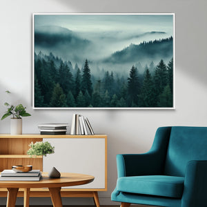 Captivating Misty Foggy Forest Wall Art Premium Canvas Print