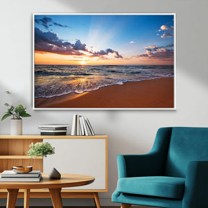 Golden Hour Beach Sunset Wall Art | Canvas Print | Ready to