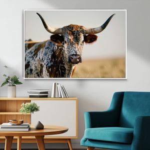 Texas Bull Longhorn Wall Art Canvas Print for Farm House