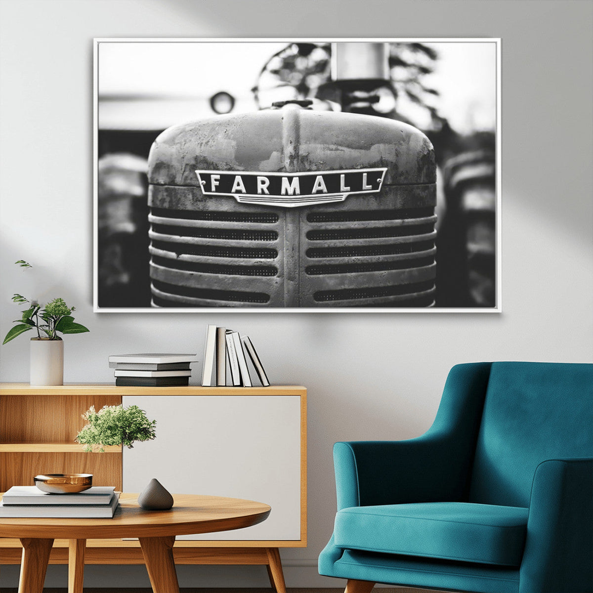Vintage Farmall Tractor Wall Art Canvas Print, Rustic