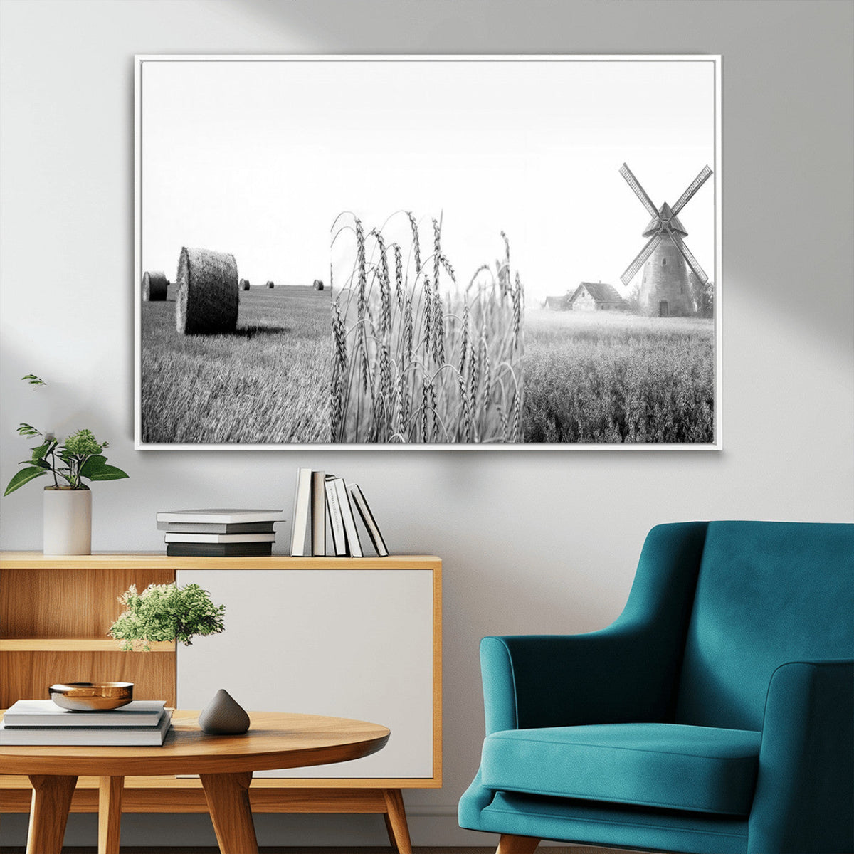 Vintage Farmhouse Black and White Triptych Wall Art – Giclee