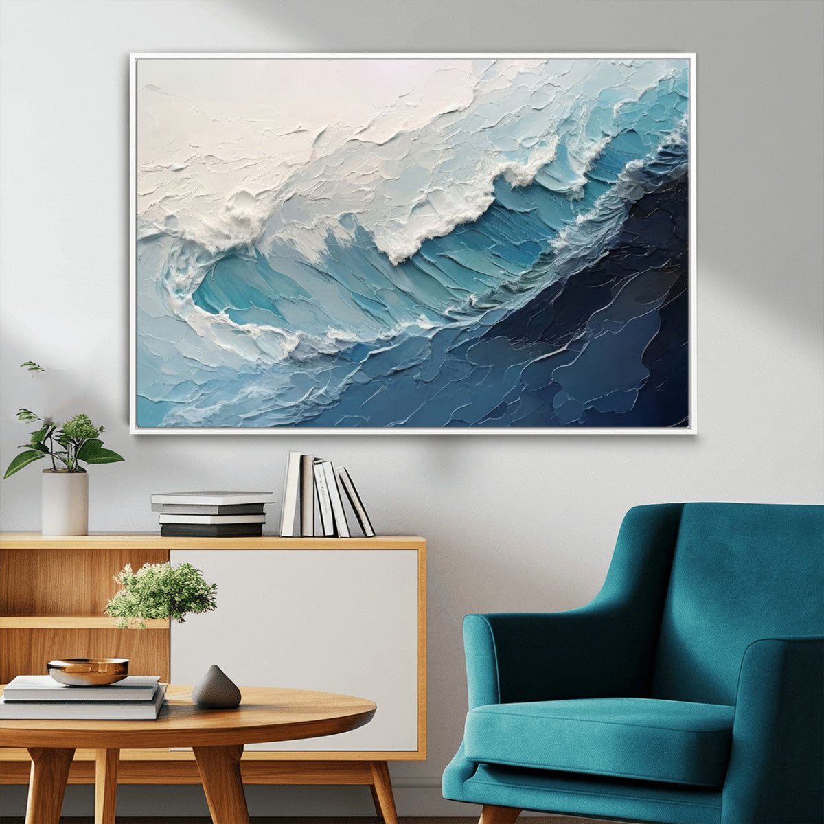 Ocean Wave Canvas Wall Art Print – Coastal Living Room Large
